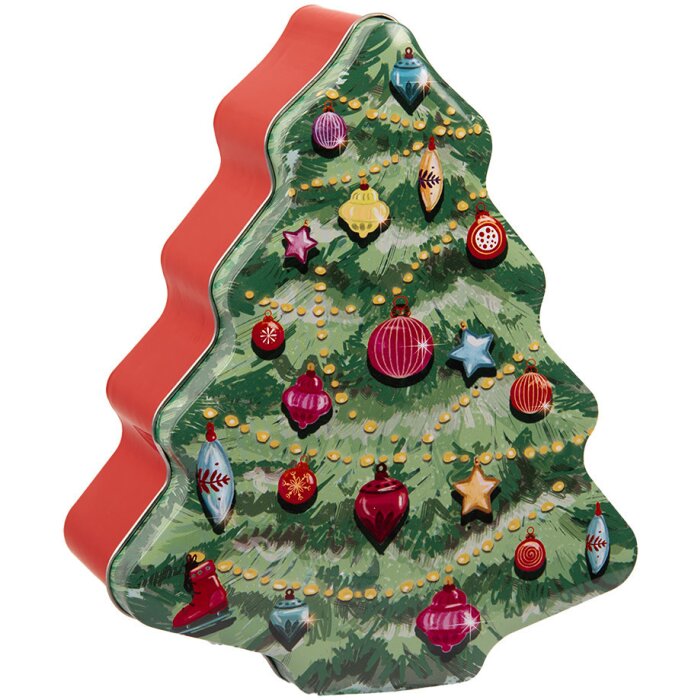 Clayre & Eef 6BL0154 Tin Can Christmas Tree Green Red 15x18x7 cm