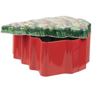 Clayre & Eef 6BL0154 Tin Can Christmas Tree Green Red 15x18x7 cm