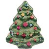 Clayre & Eef 6BL0154 Tin Can Christmas Tree Green Red 15x18x7 cm