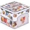 Clayre & Eef 6BL0178 Tin box coffee motifs 15x15x12 cm