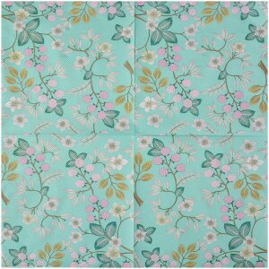 Clayre & Eef 73071 Paper napkins green floral 33x33 cm 20 pieces