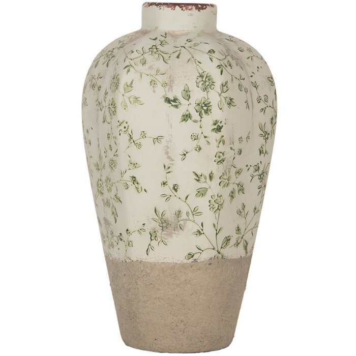 Clayre & Eef 6CE1936S Vase Green Ø 17x29 cm Ceramic Country Style