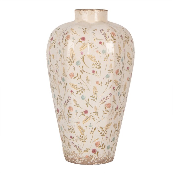 Clayre & Eef Vase 6CE1937L Beige Pink Ø 24x40 cm Ceramic Country Style