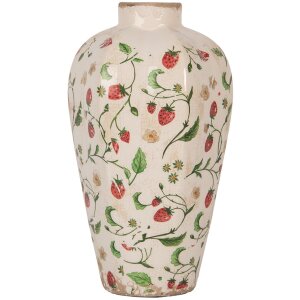 Clayre & Eef Vase Ceramic Beige Red Ø 17x29 cm...