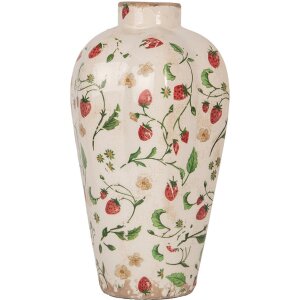 Clayre & Eef Vase Ceramic Beige Red Ø 17x29 cm...