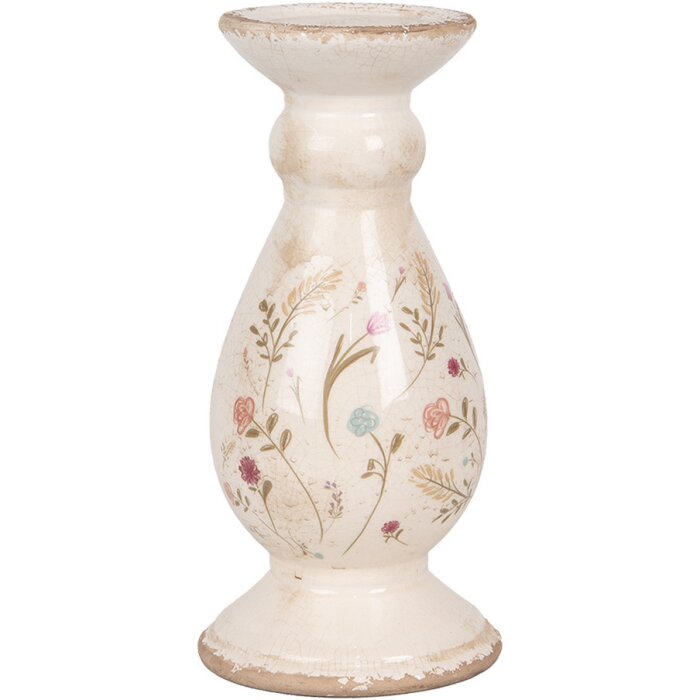 Clayre & Eef 6CE1945M Candle Holder Ceramic Beige Pink Ø 12x26 cm