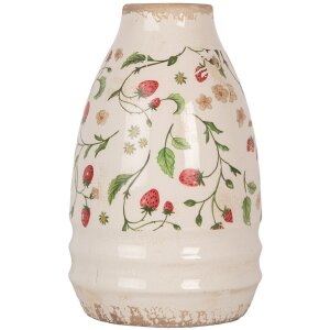 Clayre & Eef 6CE1946S Ceramic Vase Beige Red Ø 17x27 cm Country Style