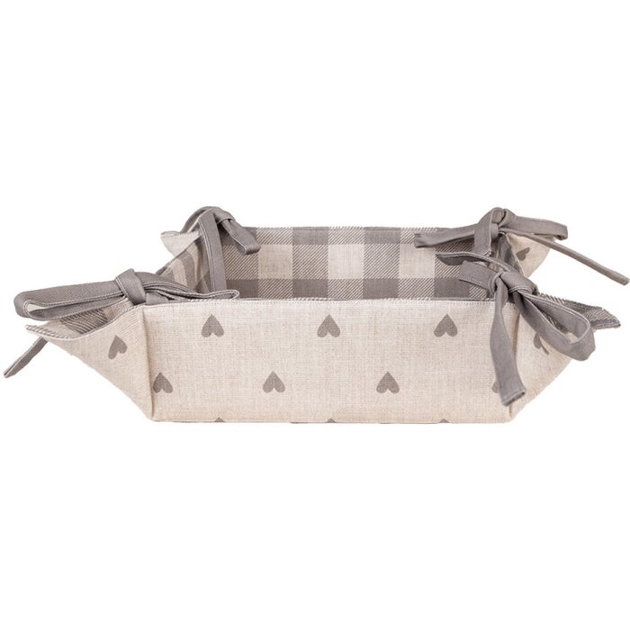 Clayre & Eef LVT47G Bread Basket Beige Grey Cotton 35x35x8 cm Square