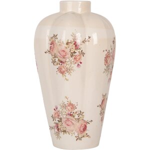 Clayre & Eef 6CE1963L Vase Beige Pink Ø24x40 cm Ceramic Country Style