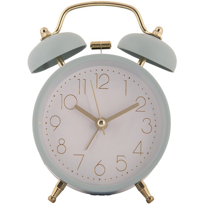 Clayre & Eef 6AC0034BL Alarm Clock Blue Gold 10x6x12 cm Analogue Clock