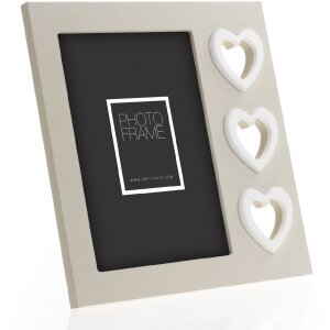 ZEP Wooden Photo Frame Merida Grey White Heart Design 10x15 cm 13x18 cm