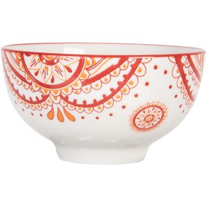 Clayre & Eef 6CEBO0073 Ceramic Bowl White Red...