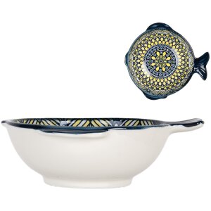 Clayre & Eef 6CEBO0075 Ceramic Bowl White Blue Yellow...