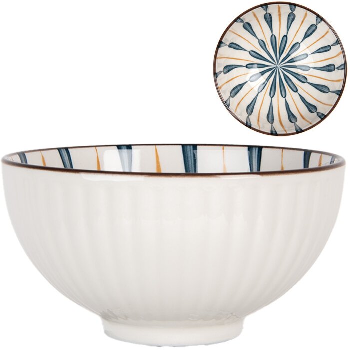 Clayre & Eef 6CEBO0080 Soup Bowl Ceramic White Blue Ø 11x6 cm 200 ml