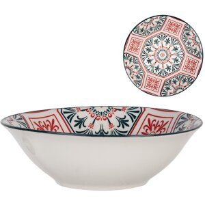 Clayre & Eef 6CEBO0164 Ceramic Bowl White Red Boho...