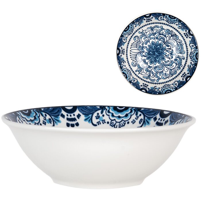 Clayre & Eef 6CEBO0166 Soup Bowl White Blue Ø 16x5 cm 350 ml Ceramic