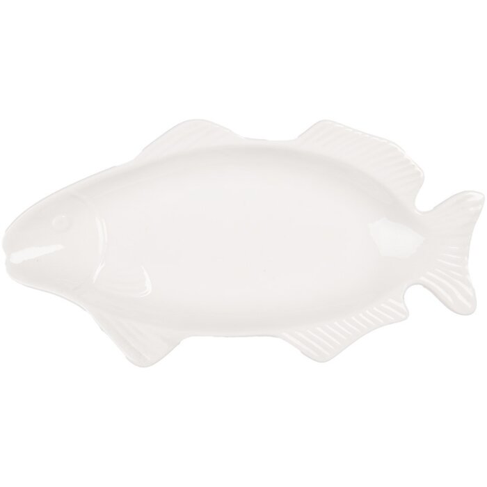 Clayre & Eef 6CEBO0171 Bowl Fish White 30x15x3 cm Ceramic Country style