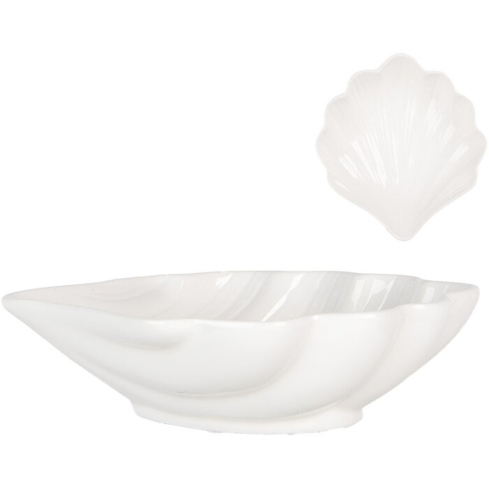 Clayre & Eef 6CEBO0175 Ceramic Bowl White Country Style 16x15x4 cm