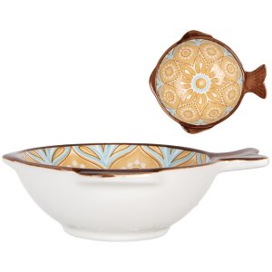 Clayre & Eef 6CEBO0182 Ceramic Bowl White Yellow...