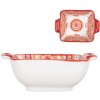 Clayre & Eef 6CEBO0186 Ceramic Bowl White Red 11x8x4 cm 75 ml