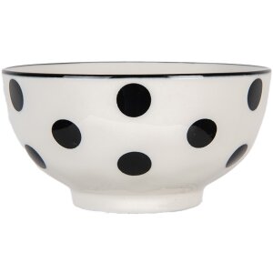 Clayre & Eef 6CEBO0195 Ceramic Bowl White Black Ø 11x6 cm 125 ml