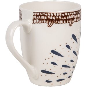 Clayre & Eef 6CEMU0167 Ceramic Mug White Brown 12x8x10 cm 300 ml Bohemien