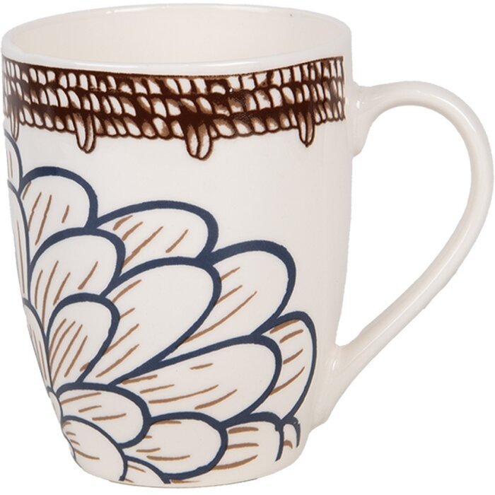 Clayre & Eef 6CEMU0169 Mug White Brown 12x8x10 cm 300 ml Boho style