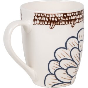 Clayre & Eef 6CEMU0169 Mug White Brown 12x8x10 cm 300 ml Boho style