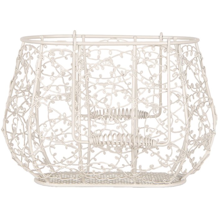 Clayre & Eef 6Y5711 Basket White Iron 24x14x16/28 cm Country style