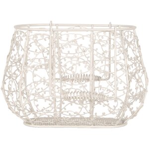 Clayre & Eef 6Y5711 Basket White Iron 24x14x16/28 cm...