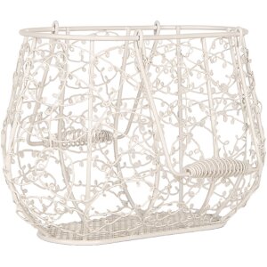 Clayre & Eef 6Y5711 Basket White Iron 24x14x16/28 cm...