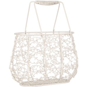 Clayre & Eef 6Y5711 Basket White Iron 24x14x16/28 cm Country style