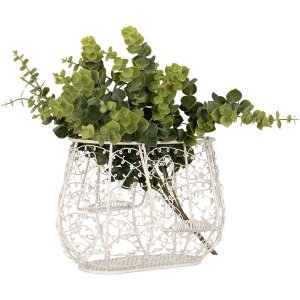 Clayre & Eef 6Y5711 Basket White Iron 24x14x16/28 cm Country style