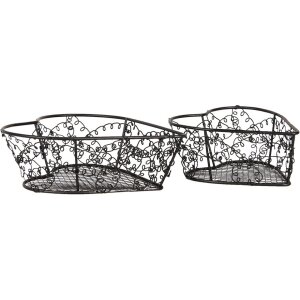 Clayre & Eef baskets set of 2 16x16x5 12x12x5 cm...