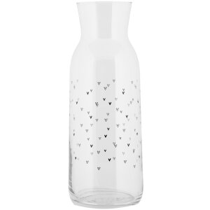 Clayre & Eef BHSGL0002 Carafe Heart Pattern Glass Ø 9x25 cm 1000 ml Transparent