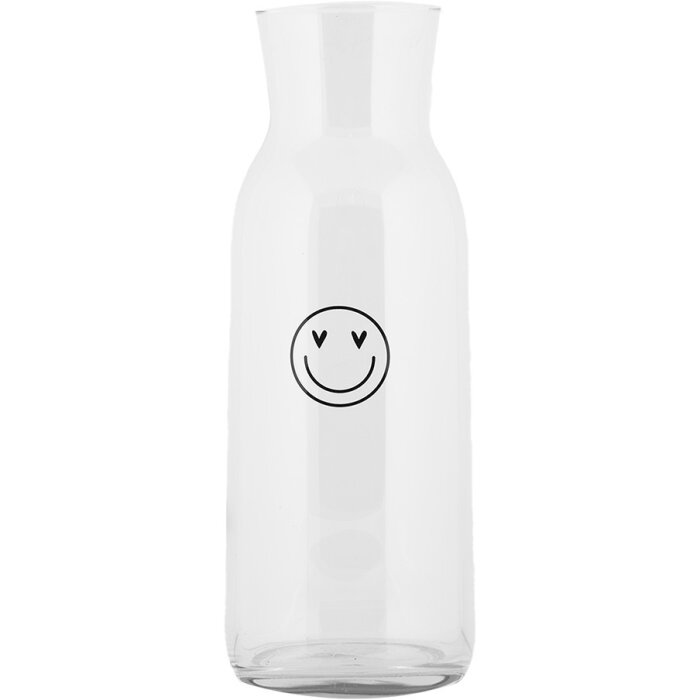 Clayre & Eef BHSGL0003 Carafe Glass Transparent Smiley 1000 ml Ø 9x25 cm