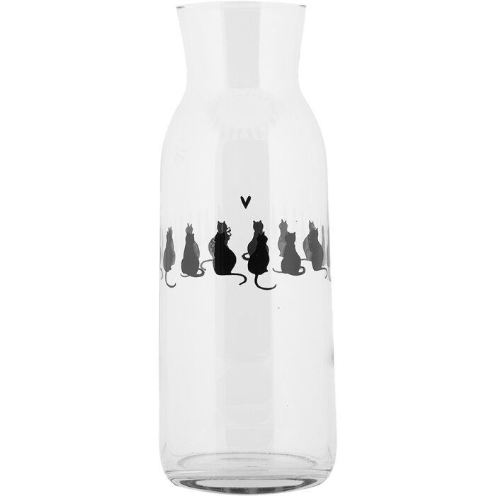 Clayre & Eef PWSGL0001 Carafe glass cat motif Ø 9x25 cm 1000 ml