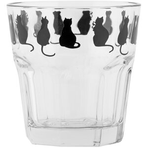 Clayre & Eef PWSGL0005 Drinking glass transparent cat...