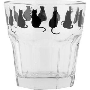 Clayre & Eef PWSGL0005 Drinking glass transparent cat...