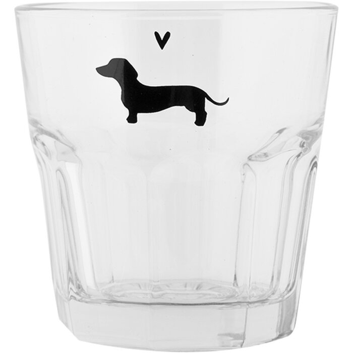 Clayre & Eef drinking glass PWSGL0006 dachshund motif 200 ml Ø 8x8 cm