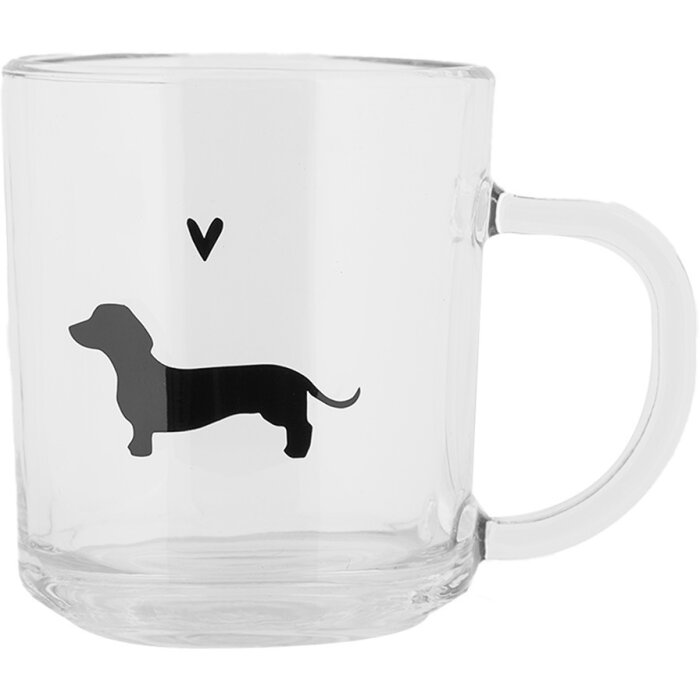 Clayre & Eef PWSGL0008 Tea glass dachshund motif heart 200 ml country style