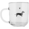 Clayre & Eef PWSGL0008 Tea glass dachshund motif heart 200 ml country style