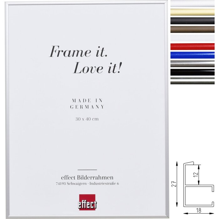 Effect aluminium picture frame Quadro many colours sizes up to 70x100 cm