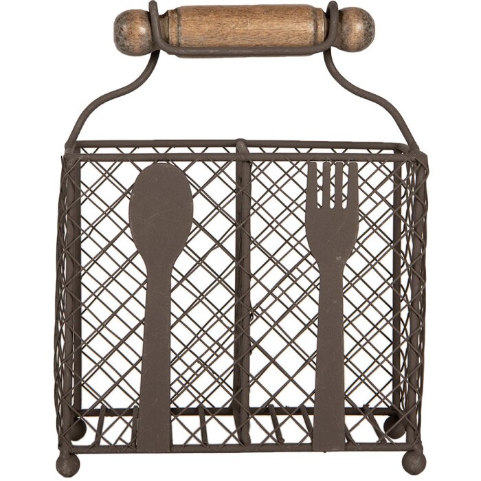 Clayre & Eef 6Y5709 Cutlery Holder Iron Brown 19x11x24 cm Country style