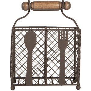 Clayre & Eef 6Y5709 Cutlery Holder Iron Brown...