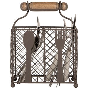 Clayre & Eef 6Y5709 Cutlery Holder Iron Brown 19x11x24 cm Country style