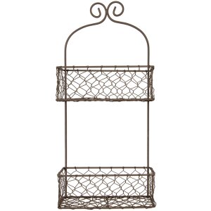 Clayre & Eef 6Y5710 Iron Shelf with Baskets Brown...