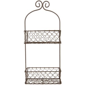 Clayre & Eef 6Y5710 Iron Shelf with Baskets Brown 20x12x45 cm