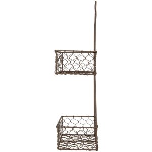 Clayre & Eef 6Y5710 Iron Shelf with Baskets Brown 20x12x45 cm