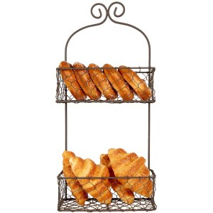 Clayre & Eef 6Y5710 Iron Shelf with Baskets Brown 20x12x45 cm